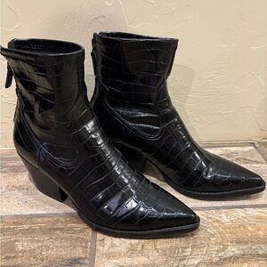 Dolce Vita Black Croc-Pattern Ankle Booties
